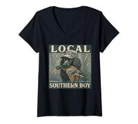 Womens Southern Hunting Culture Duck Hunter Black Lab Outdoor V-Neck T-Shirt