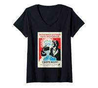 Womens Soviet-Era “Economy Must Be Economical” Propaganda Design V-Neck T-Shirt