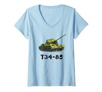 Women's Soviet Russian WWII Military Tank - T34-85 Tank V-Neck T-Shirt