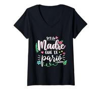Womens Soy La Madre Que Te Parió Mexican Mommy Mama Mom Funny Women V-Neck T-Shirt