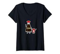 Womens Soy Sauce Bottle Packet Kid Child Condiment Asian V-Neck T-Shirt