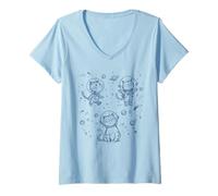 Womens Space Cats Funny Cats Astronauts V-Neck T-Shirt