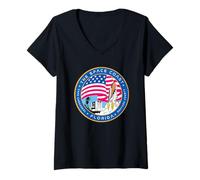 Women's Space Coast Cape Canaveral Florida Space Shuttle Emblem V-Neck T-Shirt
