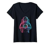 Women's Space Earth Science Explorer discovering a Radiant Agate V-Neck T-Shirt