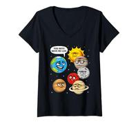 Womens Space Planets Astronomy Astronomer Planet Earth Solar System V-Neck T-Shirt