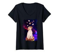 Womens Space Pup Adventure Labrador Lovers & Dreamers V-Neck T-Shirt