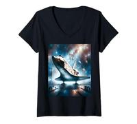 Womens Space Shuttle Challenger Tribute V-Neck T-Shirt