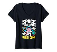 Women's Space Third Grade Here I Come Astronaut Kid V-Neck T-Shirt