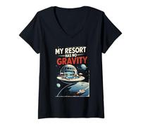 Women's Space Tourism My Resort Has No Gravity V-Neck T-Shirt