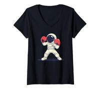 Womens Space Warrior with this Fighting Astronaut Costume V-Neck T-Shirt