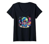 Women's Spaced Out Moon Hippie V-Neck T-Shirt