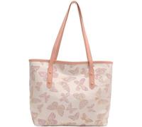 Women's Spacious Tote Bag with Butterfly Print,Ladies Stylish Large Capacity Handbag, Lightweight Shoulder Purse Fits Laptop (Pink)