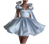 Women's Spaghetti Strap Bow for mini Dress Short Party Gown Women's | Spaghetti strap design, bow knot detail, for mini length, pure color, party evening club wear