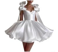 Women's Spaghetti Strap Bow for mini Dress Short Party Gown Women's | Spaghetti strap design, bow knot detail, for mini length, pure color, party evening club wear