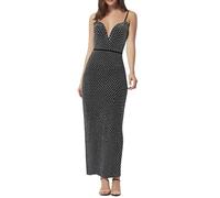 Women's Spaghetti Strap Evening Dress, Sexy Women's V-Neck Rhinestone Chic and Elegant Classics Slim Fit High Waist Comfortable Everyday Temperament Luxury Party Dress for Cocktail