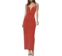 Women's Spaghetti Strap Evening Dress, Sexy Women's V-Neck Rhinestone Chic and Elegant Classics Slim Fit High Waist Comfortable Everyday Temperament Luxury Party Dress for Cocktail