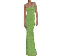 Women's Spaghetti Strap Maxi Dress Cutout Backless Sleeveless Dress Bodycon Long Cami Dresses Party Cocktail y2k Clubwear (Green, S)