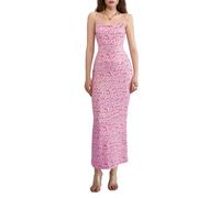 Women's Spaghetti Strap Maxi Dress Cutout Backless Sleeveless Dress Bodycon Long Cami Dresses Party Cocktail y2k Clubwear (Rose, S)