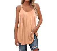 Women's Spaghetti Straps Sleeveless Vest - Pleated Camisole - Chic And Elegant Cheap Casual Tank Top Large Size Loose Lightweight Fluid Beach Top Holiday Tank Top