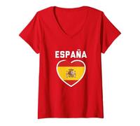 Womens Spain & Espana - Soccer & Football Flag Jersey V-Neck T-Shirt