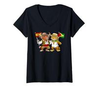 Women's Spain Guyana Flag Spanish Guyanese Roots Spanish Guyanese V-Neck T-Shirt