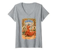 Women's Spain Heritage Flamenco Dancer Fiesta V-Neck T-Shirt