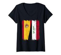 Womens Spain Iraq Half Flag Spanish Iraqi Jersey V-Neck T-Shirt