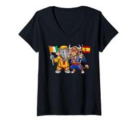 Women's Spain Ivory Coast Flag Spanish Cote D'Ivoire Ivorian Roots V-Neck T-Shirt
