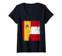 Womens Spain Peru Half Flag Spanish Peruvian Heritage Jersey V-Neck T-Shirt