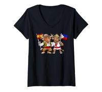 Women's Spain Philippines Flag Spanish Filipino Roots V-Neck T-Shirt