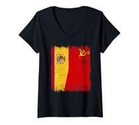 Womens Spain Soviet Union Flag CCCP Spanish USSR Heritage V-Neck T-Shirt