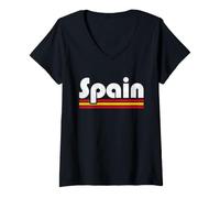 Women's Spanish Fan Retro Spain Flag V-Neck T-Shirt