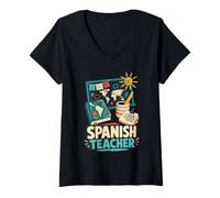 Women's Spanish Teacher World Language V-Neck T-Shirt