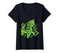 Women's Spark Plug Showing the Finger - Mechanic Biker V-Neck T-Shirt