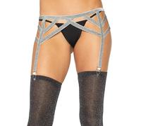 Women's Sparkling Lurex Elastic Suspender Belt Leg Avenue Gris TU