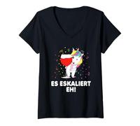 Womens Sparkling Wine Cocktail Drinking Girls Unicorn It Escalates Eh V-Neck T-Shirt
