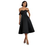 Women's Sparkly Chiffon Cowl Neck Wrap Dress Goddiva Midi Bardot Noir 38