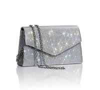 Women's Sparkly Evening Bags Glitter Rhinestone Clutch Purse for Party Prom Wedding, Silver, 98.7 cubic inches
