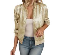 Women's Sparkly Glitter Jackets Gold Long Sleeve Open Front Sequined Blazer Cardigan Casual Lightweight Party Daily Coat Glitter Disco Jacket