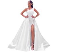 Women's Sparkly Mermaid Prom Dresses Sequin Off Shoulder Detachable Train Formal Evening Dresses Long Trailing Ball Gown White S