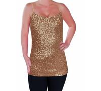 Womens Sparkly Sequin Strappy Vest Top Cami Sequined Sleeveless Camisole Glitter