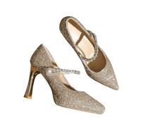 Women's Sparkly Silver Glitter Stiletto High Heels - Pointed Toe Pumps for Narrow Feet - Evening Party Shoes for Club, Wedding, Prom,Gold,4 UK