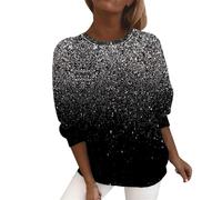 Womens Sparkly Tops Sweatshirt for Women UK Clearance Graduated Sparkly Print Tops Casual Long Sleeve Pullover Tops Classic Crewneck Going Out T Prime Deals of The Day Prime Sale
