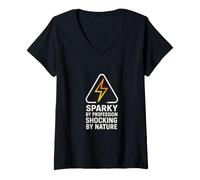 Women's Sparky by Profession Shocking by Nature Electric Gift V-Neck T-Shirt