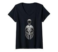 Womens Spartan Helmet Symbol | Greek Gladiator Workout Leonidas V-Neck T-Shirt