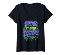 Womens Speak It Into Existence V-Neck T-Shirt