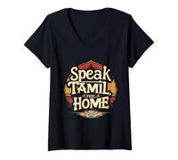Womens Speak Tamil Feel Home Pride Sri Lanka V-Neck T-Shirt