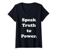 Womens Speak Truth To Power Bold Statement Message V-Neck T-Shirt