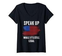Womens Speak Up - While It's Still Legal: Free Speech USA V-Neck T-Shirt