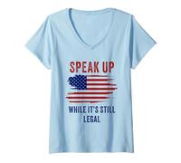 Womens Speak Up - While It's Still Legal: Free Speech USA V-Neck T-Shirt